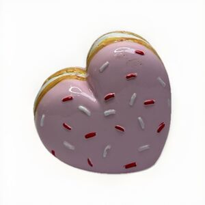 Pink Heart Macaron Ceramic Figurine Valentine Kawaii Dessert Decor Parisian
